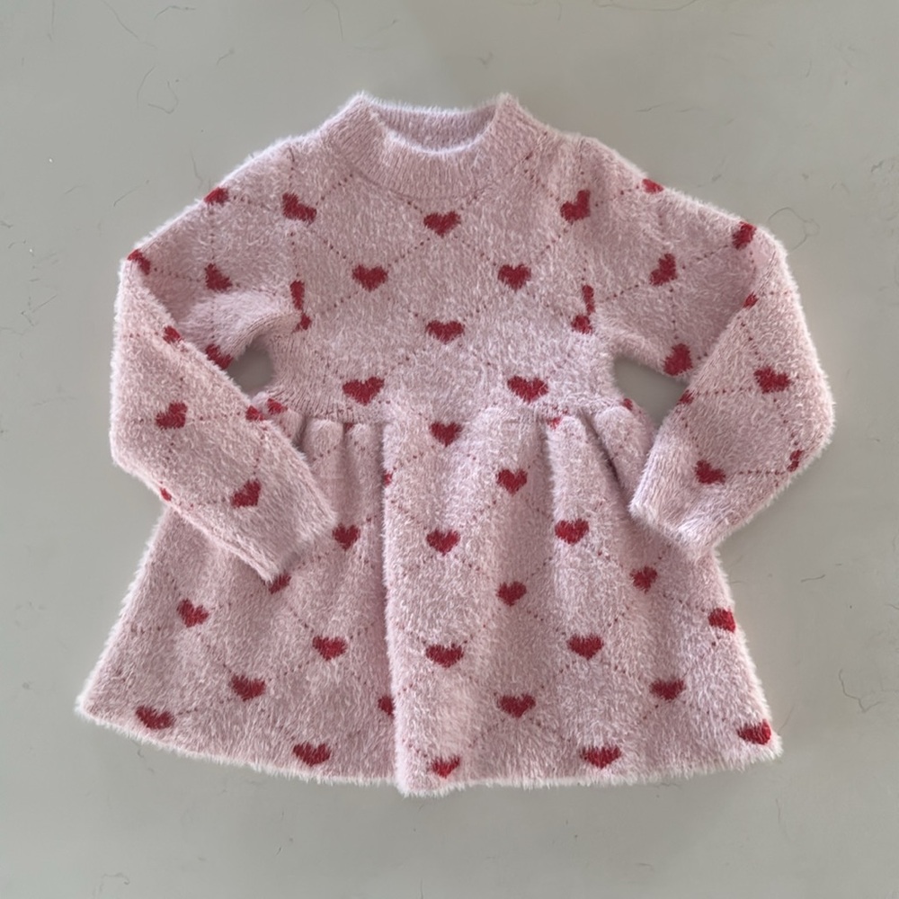 Lola + The Boys Sweetheart Long Sleeve Sweater Dress. Size 3-4Y
